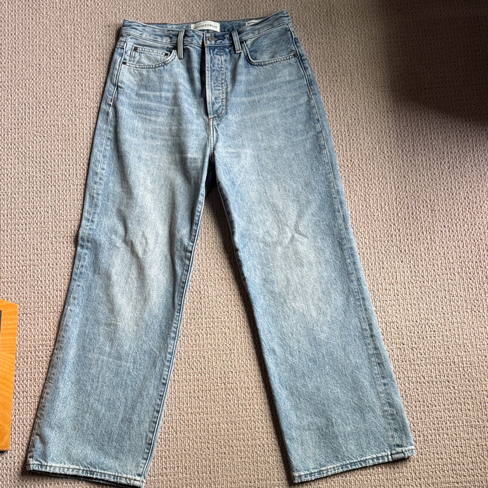 Denim Forum Light Blue Straight Leg Jeans